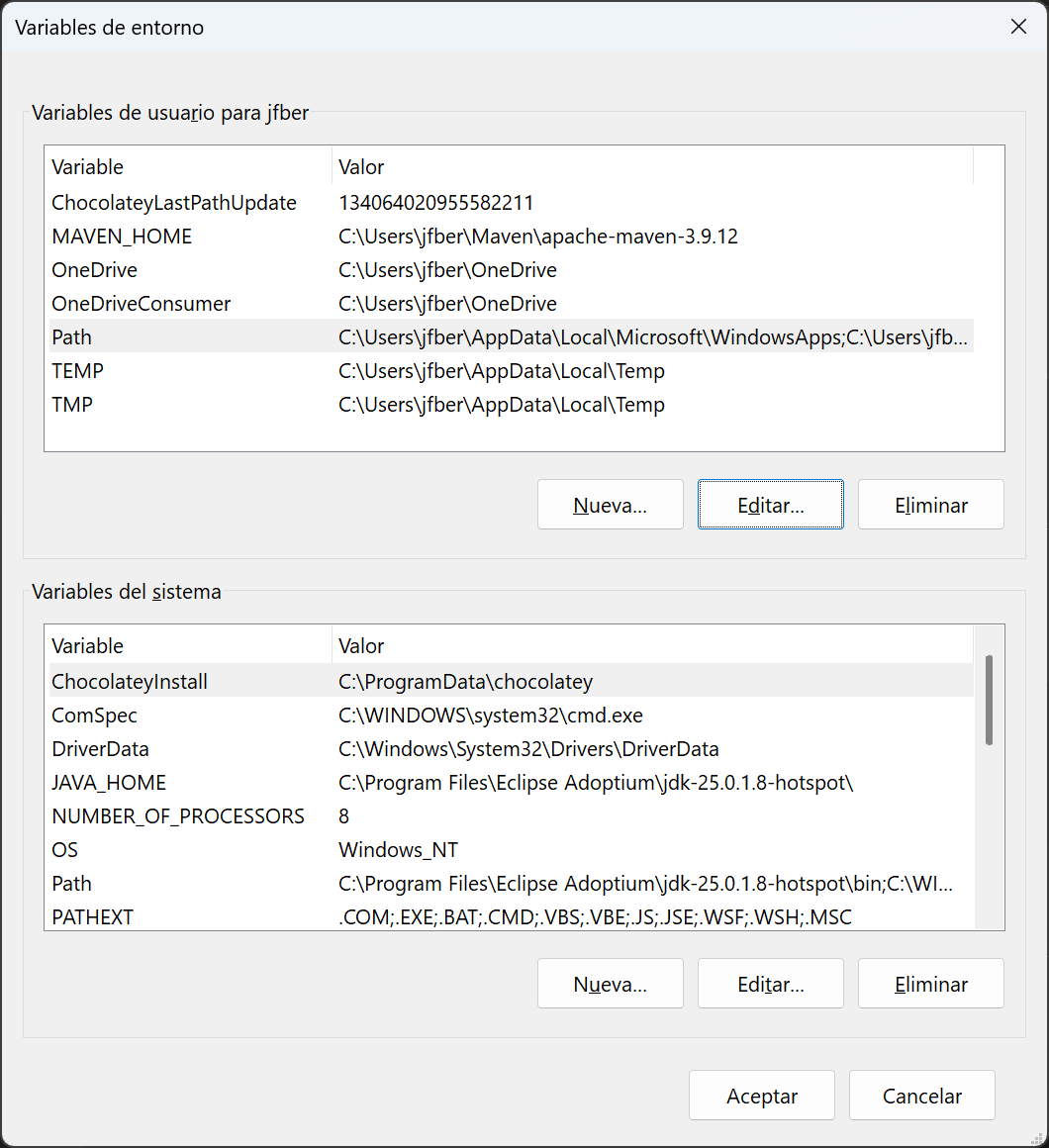 Configurando la variable MAVEN_HOME