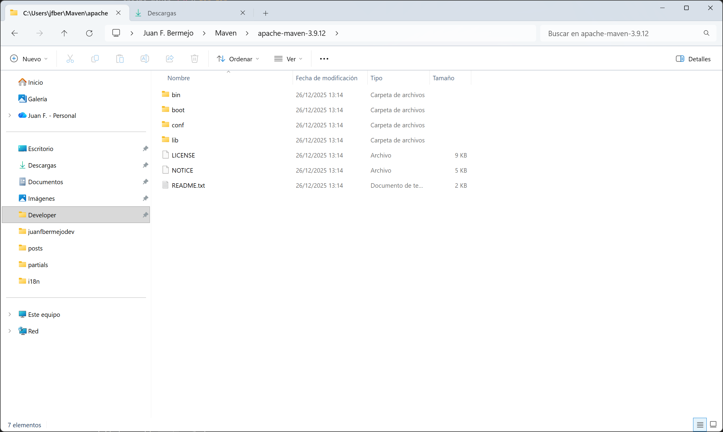 Carpeta de Maven en el sistema