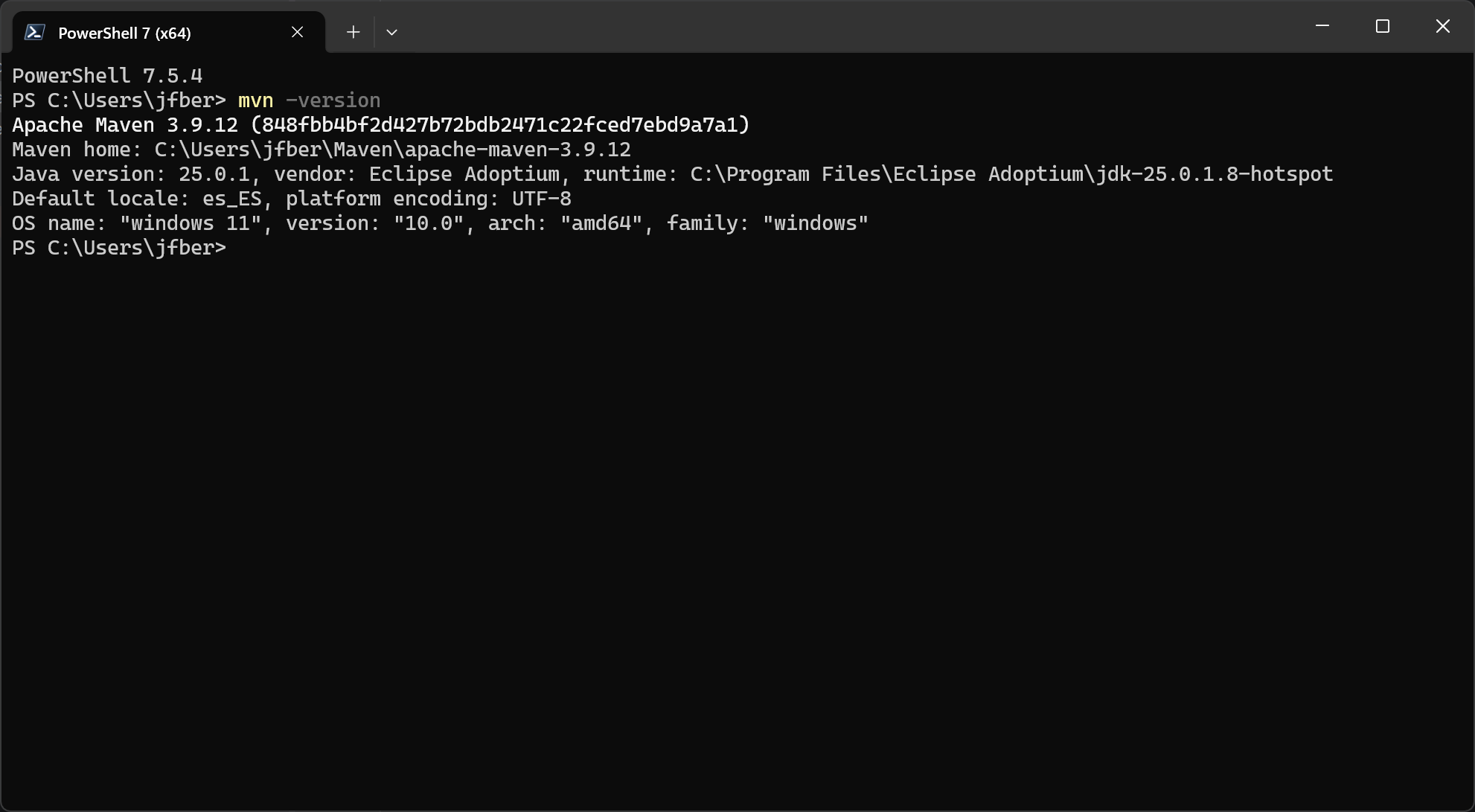 Maven funcionando correctamente