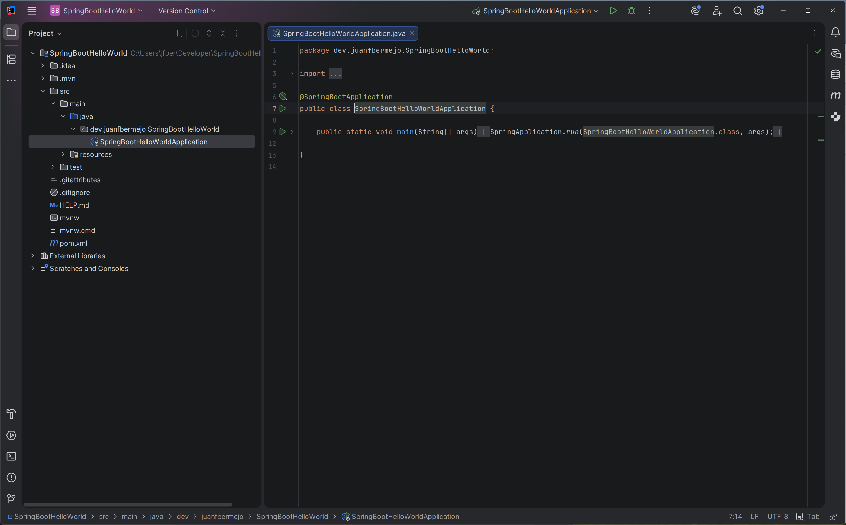 Aplicación generada por Spring Initializr
